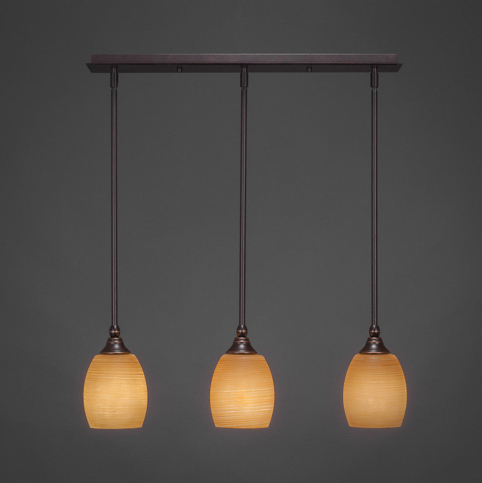 Stem 3-Light Pendalier with Hang Straight Swivel, Dark Granite/Cayenne Linen