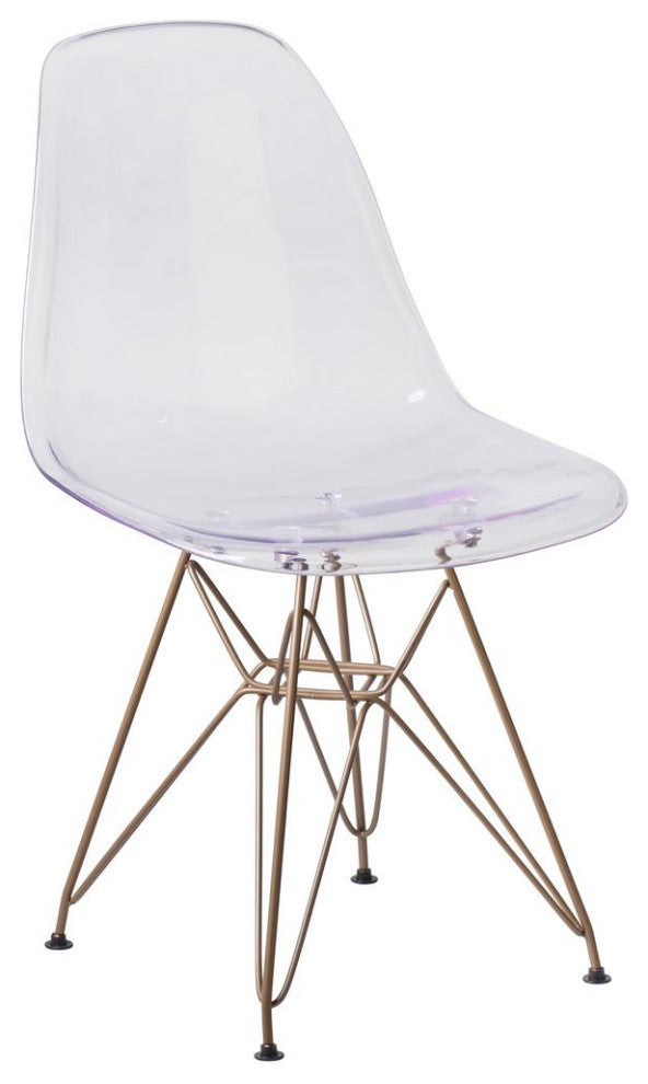 Elon Series Ghost Chair with Gold Metal Base