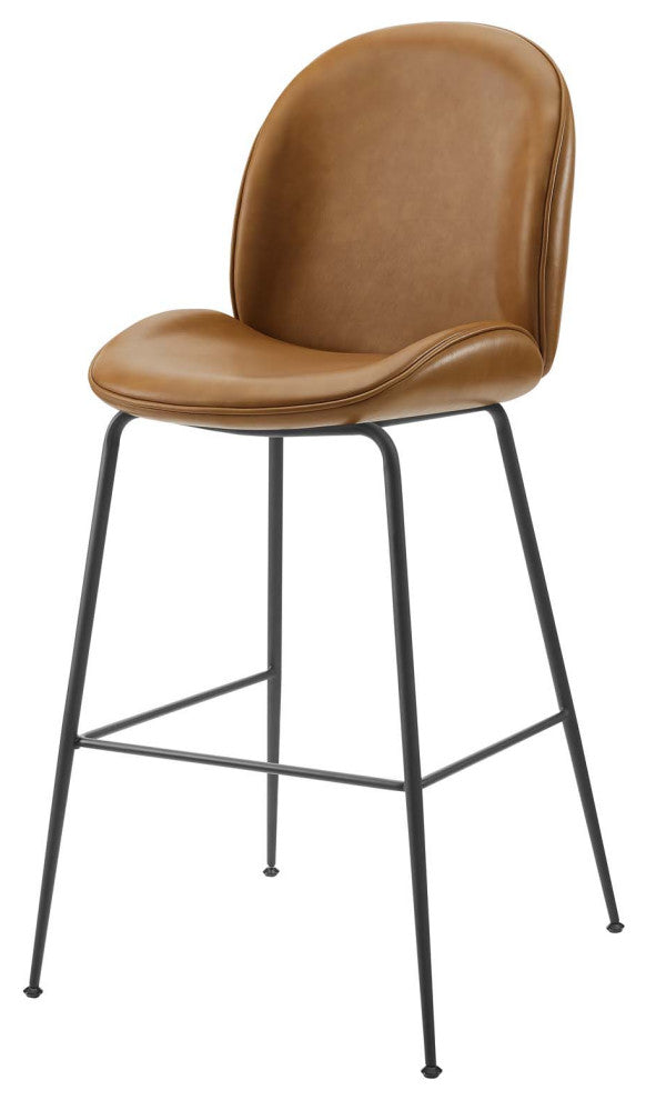 Bar Stool Chair Barstool, Faux Vegan Leather, Tan, Modern, Bar Pub Restaurant