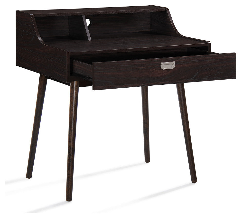 GDF Studio Elyse Mid-Century Modern Finished Fiberboard Home Office Desk, Wenge