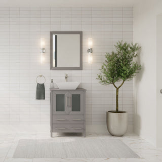 Sinclair 24" Single Bathroom Vanity with Engineered Marble Top with Mirror