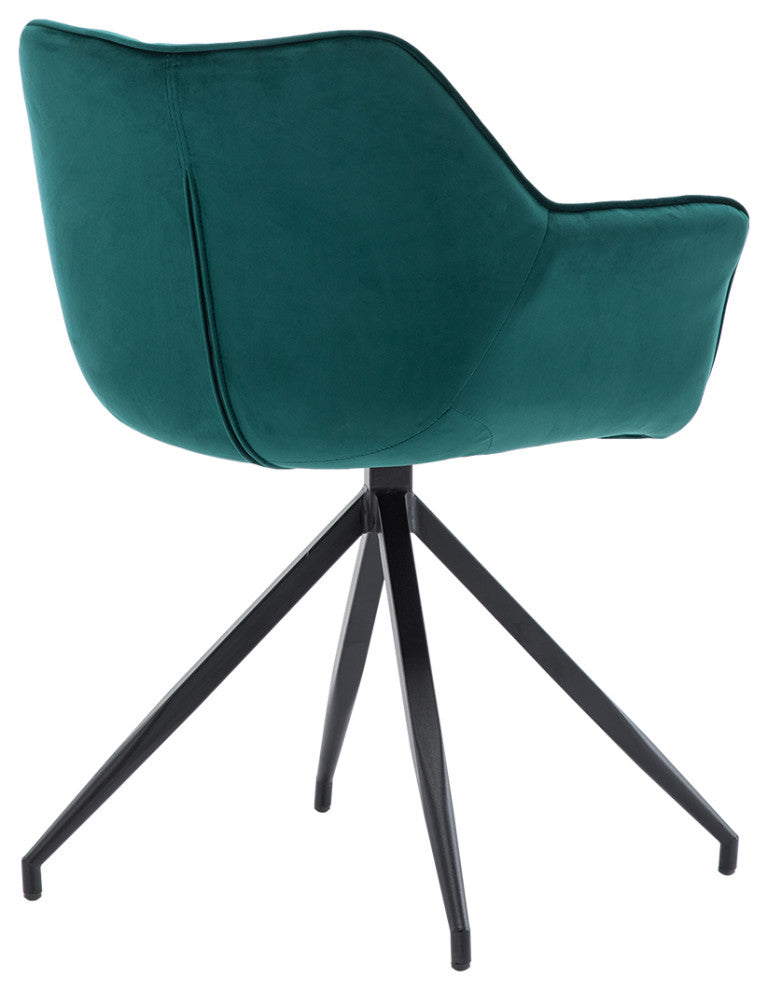 Square Tufted Spider Legs Velvet Accent Chair, Atrovirens