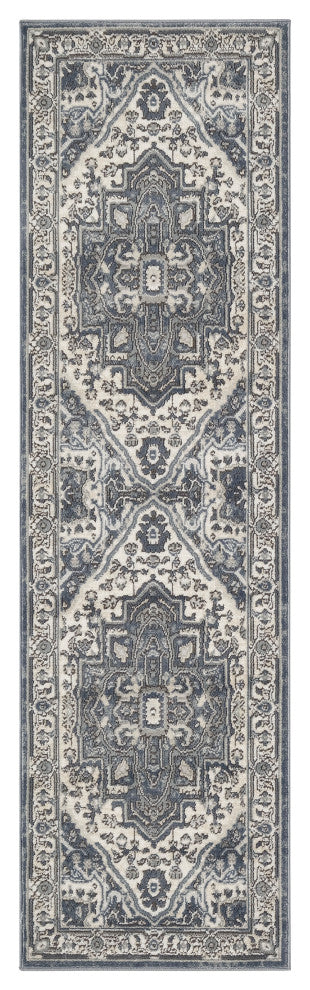 Nourison Quarry 2'2" x 7'6 Navy Ivory Vintage Indoor Rug