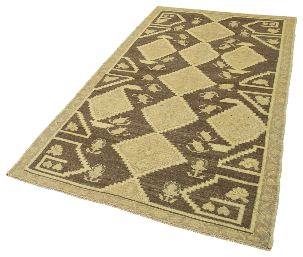 Rug N Carpet - Handmade Oriental 4' 1'' x 7' 5'' Vintage Wool Rug
