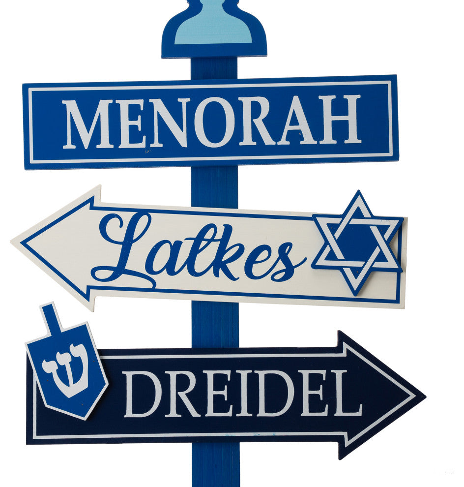 42"H Wooden HANUKKAH Yardstake With Light