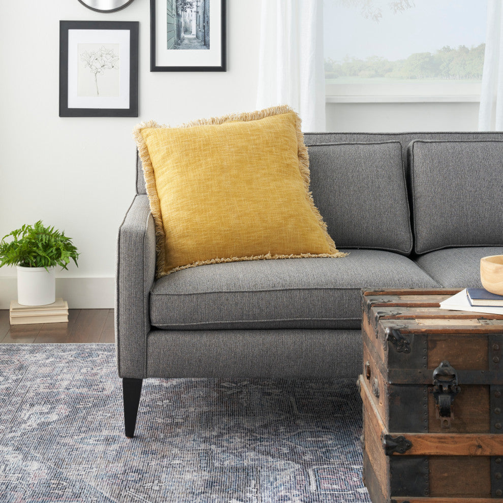 Nourison Home 22"x22" Nicole Curtis Printed Stonewash Yellow Throw Pillows