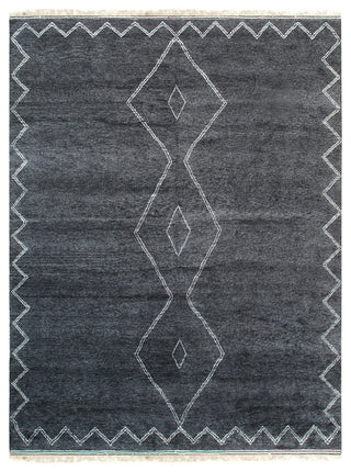 EORC Charcoal Hand Knotted Wool Moroccan Berber Moroccan Rug 8'x10'