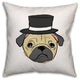 Pug with Top Hat 18x18 Spun Poly Pillow