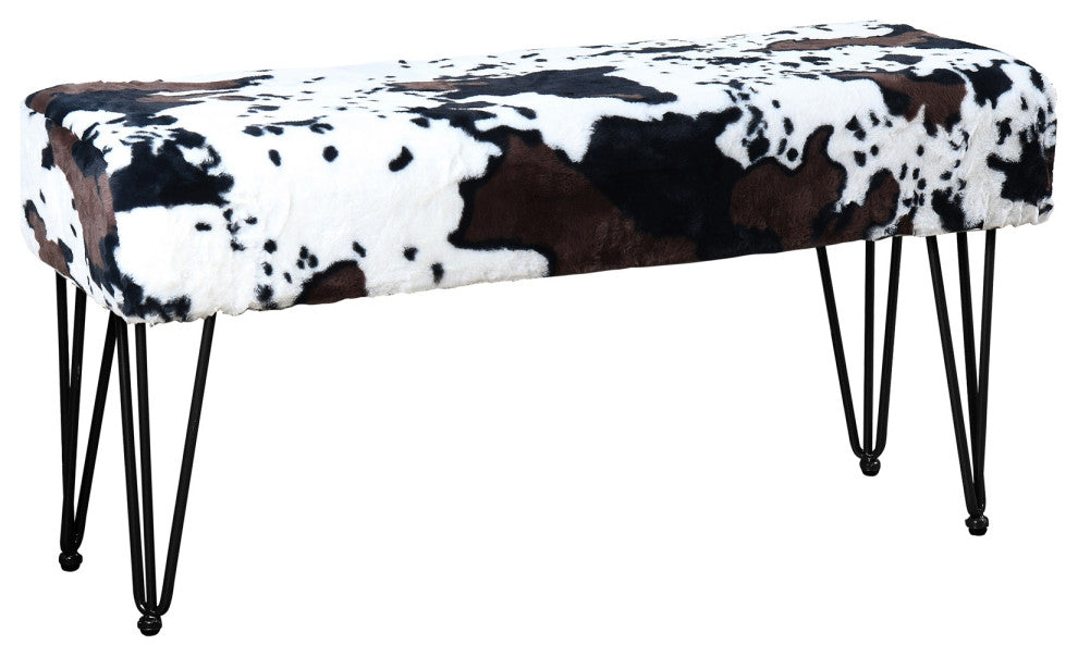 Cows Flowers Rectangle Ottoman Entryway Bench, 46''x16''x22'