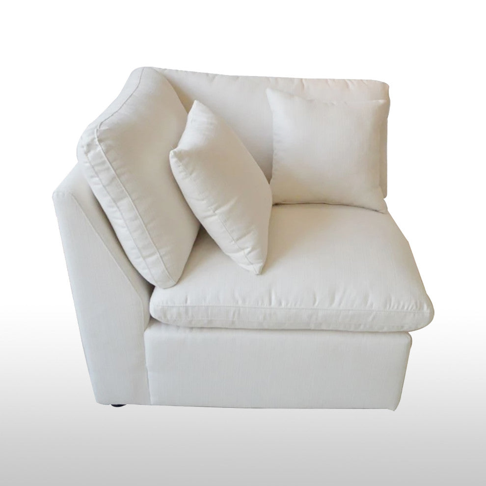 Linen-Like Fabric Cushion Back Corner, Off-White Finish