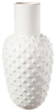 Round Ceramic Vase with Embossed Dotted Pattern Design Gloss White Finish, Large