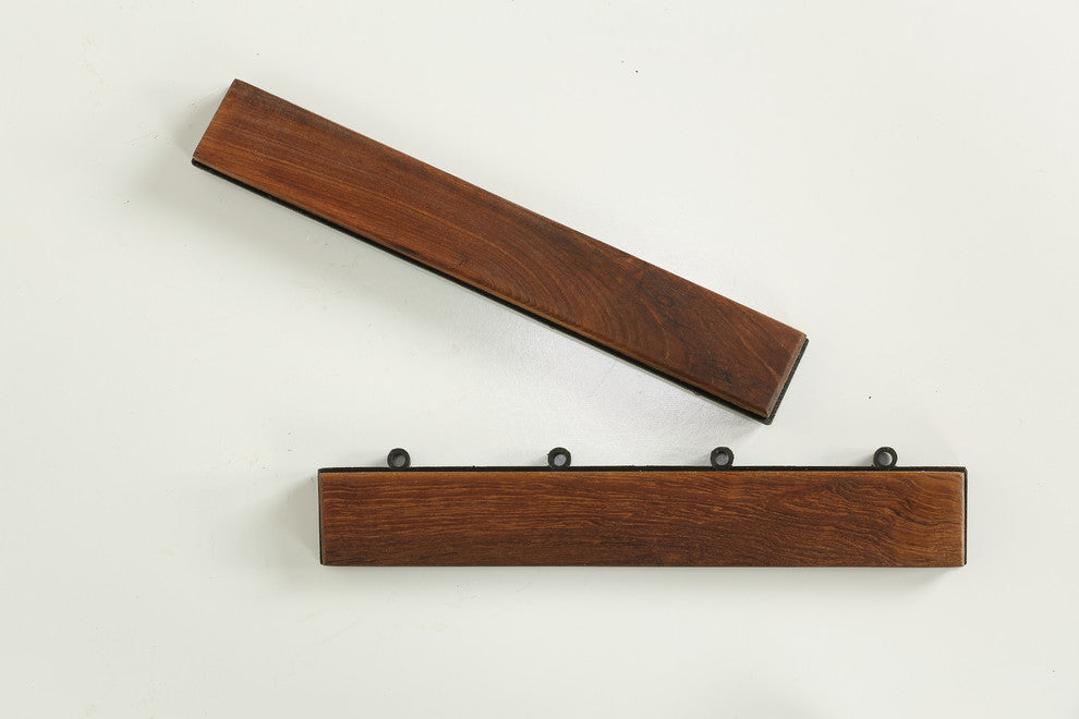 U-Snap End Piece Interlocking Flooring, Solid Teak Wood, 2-Piece Set