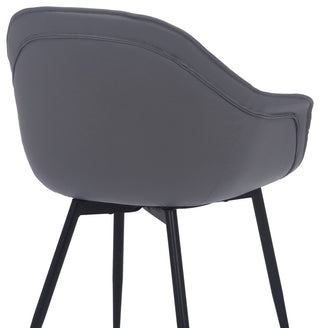 Clover Grey Faux Leather Dining Room Chair with Black Metal Legs