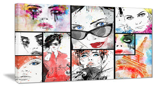 "Girls Collage" Canvas Print, 32"x16"