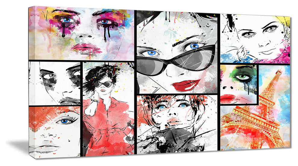 "Girls Collage" Canvas Print, 32"x16"