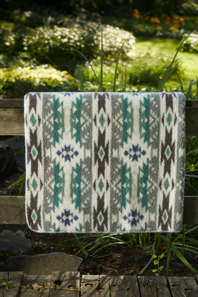 Sherpa Faux Throws 50"X60" Navajo Print Grey, Navajo Print Grey