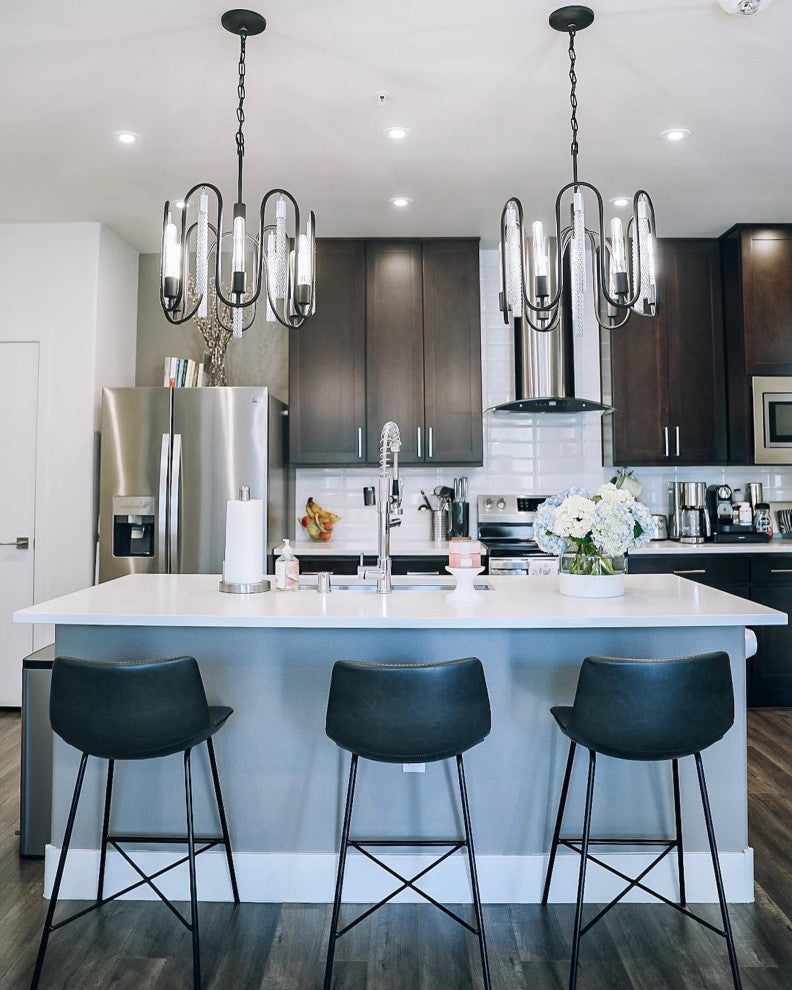 .-     Darden 6-Lt Pendant - Matte Black/Painted Chrome