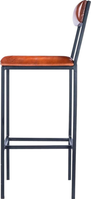 Bar Stool Industrial Chic Distressed Black Metal Polyurethane Foam