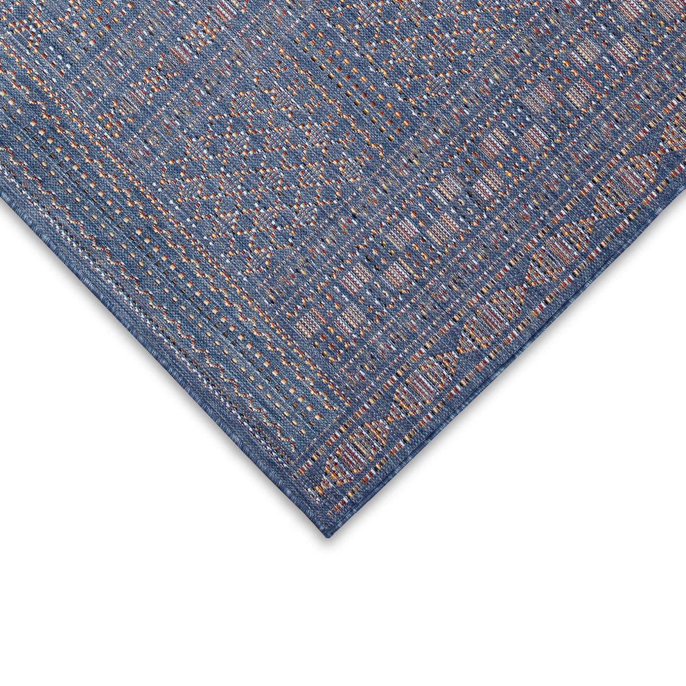 Avena Panel Stripe Indoor/Outdoor Rug, Denim, 1'11"x7'6"