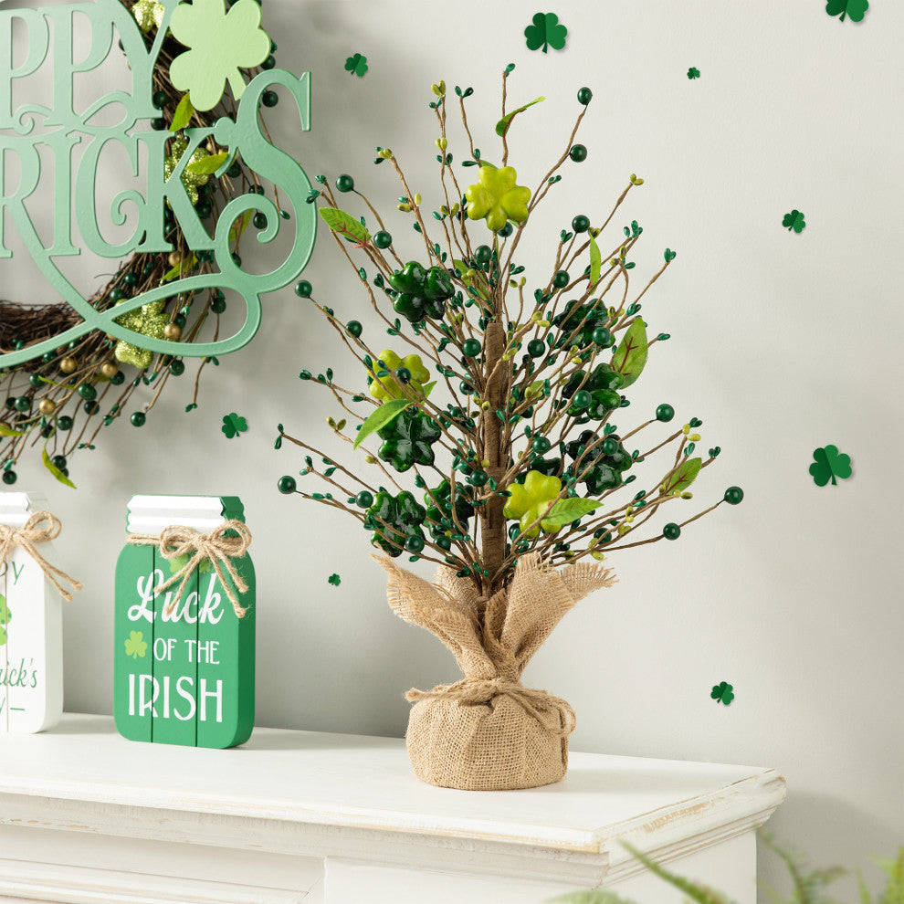 18"H St Patrick's Shamrock and Berry Table Tree