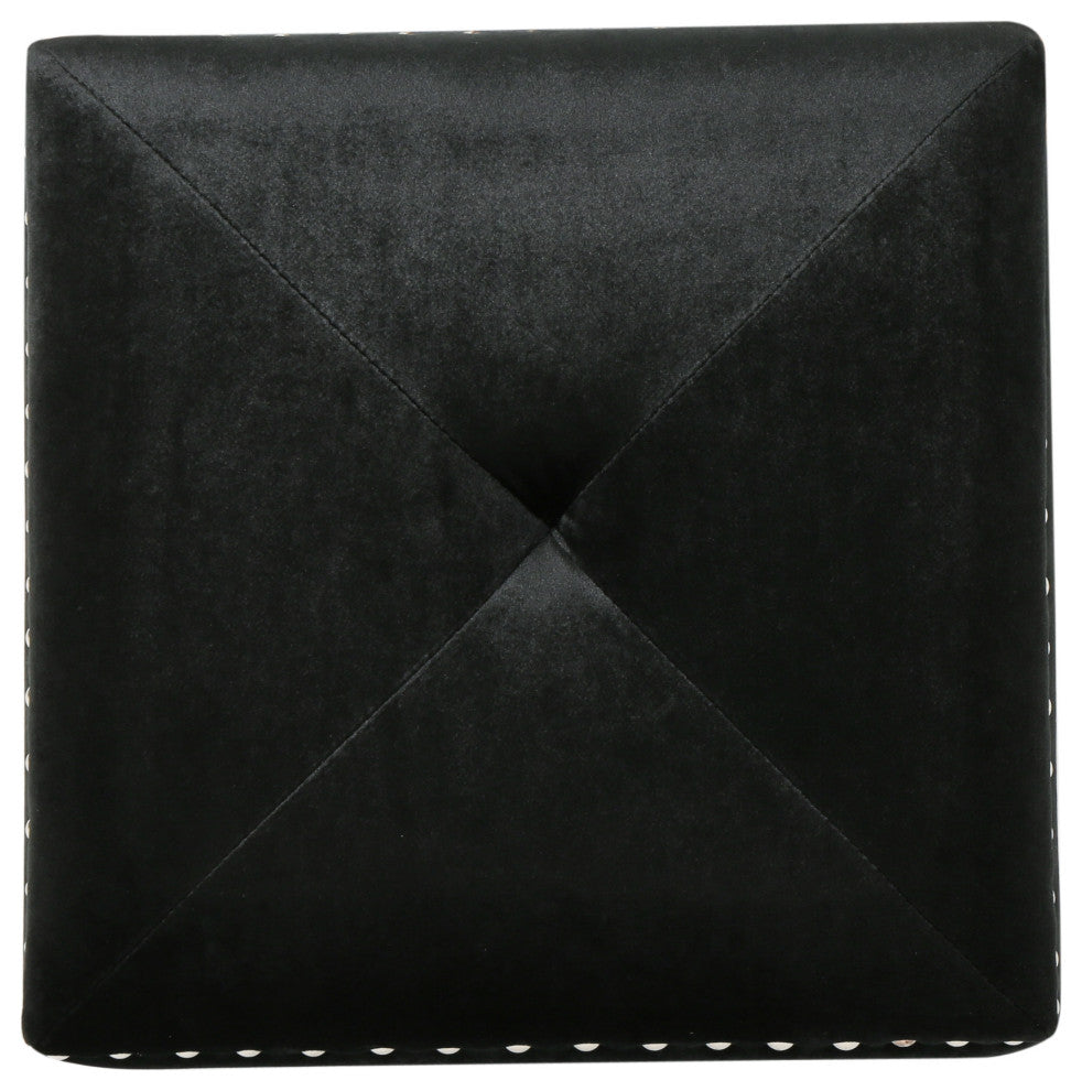 GDF Studio Allen Glam Velvet Ottoman, Black