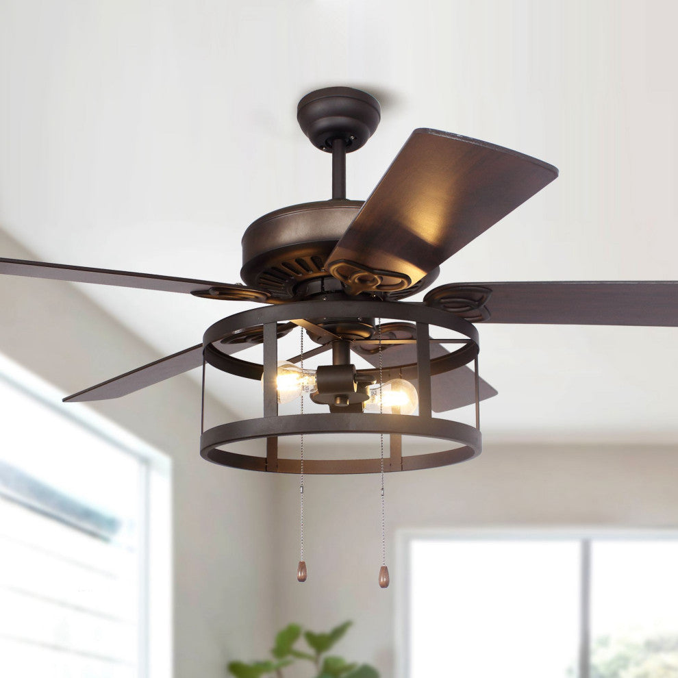 52 in Modern Ceiling Fan with Remote Control in Black