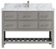Parker 48" Single Sink Bath Vanity, Elephant Skin Gray 2" Calacatta Poanazzo