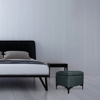 Reece Upholstered Storage Ottoman, Charcoal Gray