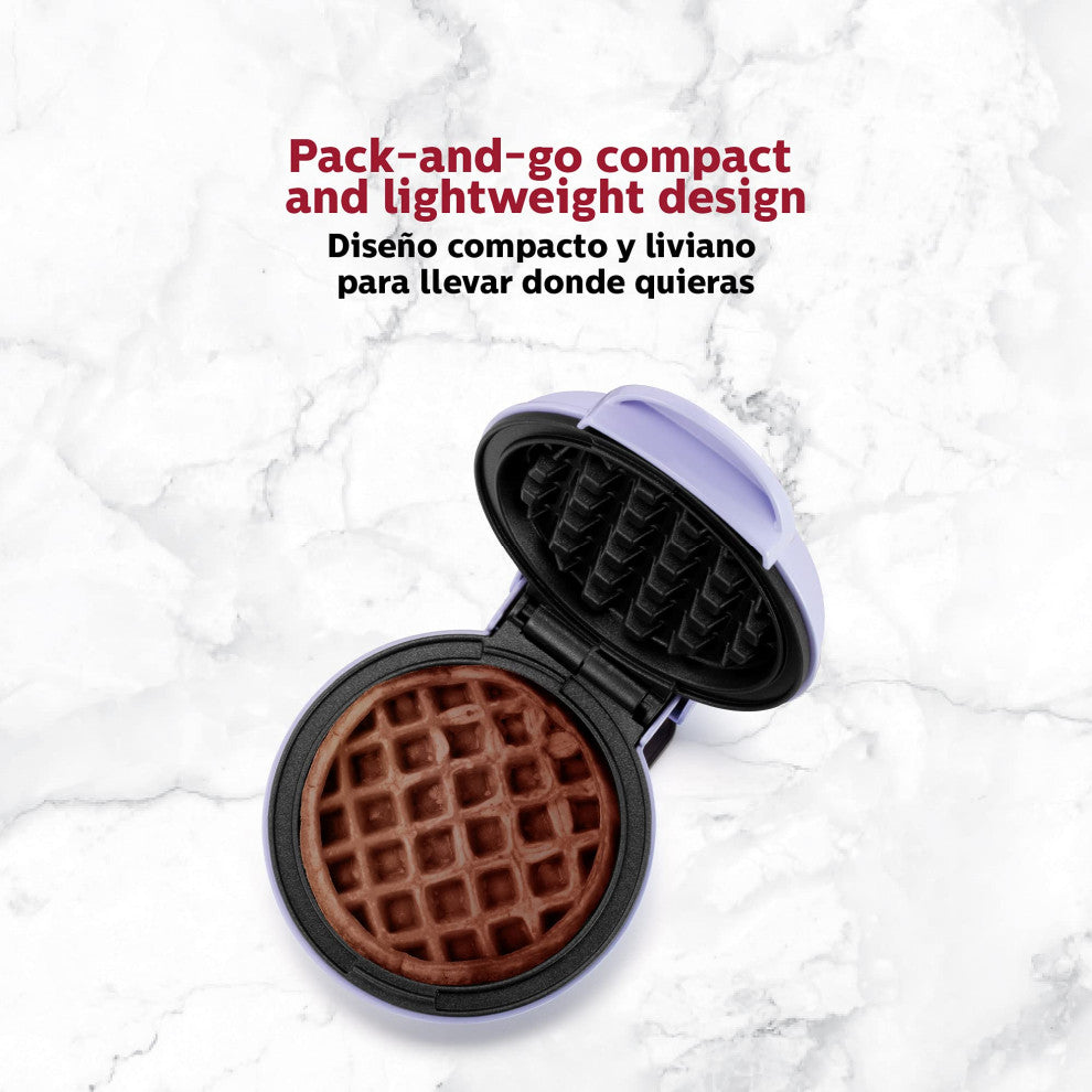 Personal Non-Stick Waffle Maker, Black - 4-inch Waffles in Minutes., Lavender