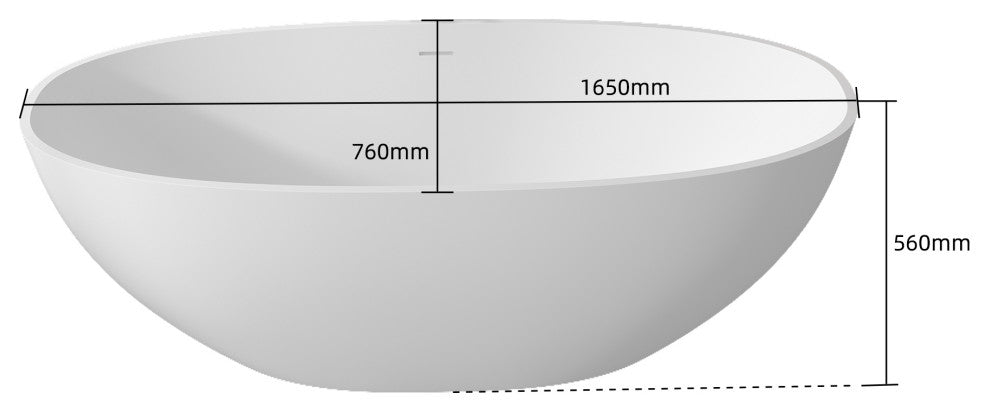 Stone Resin Solid Surface Freestanding Bathtub, White, 65"