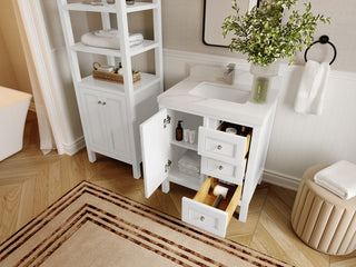 Nashville 30" Single Sink Bath Vanity, White 2" Venatino Quartz
