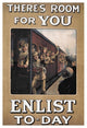 "WWI: There's Room for You: Enlist Today" Paper Print by W.A. Fry, 14"x20"
