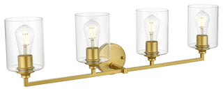 4 Light Brass And Clear Bath Sconce