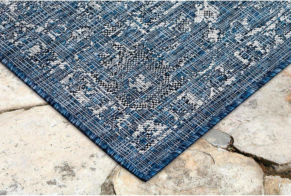 Carmel Vintage Floral Indoor/Outdoor Rug, Navy, 3'3"x4'11"