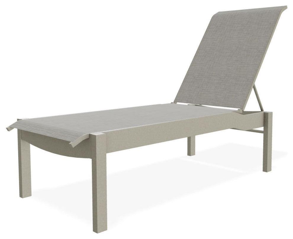 Leeward Sling Stackable Outdoor Chaise Lounge, Burke/Storm
