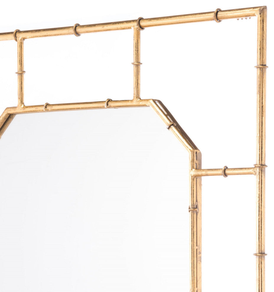 Frame Wall Mirror, Square, Glass, Steel Metal, Gold, Bedroom Living