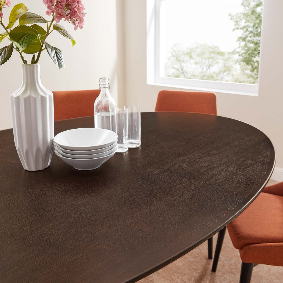 Tulip 78" Wood Oval Dining Table-Black Cherry Walnut