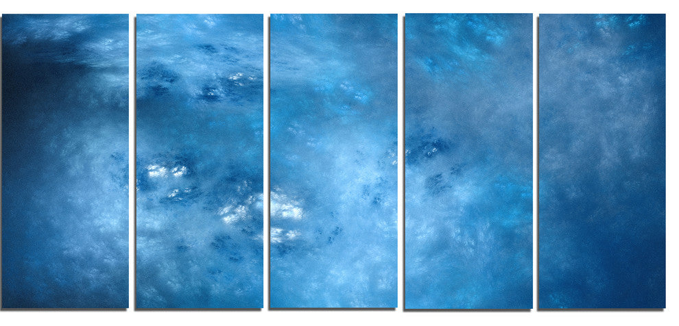 Blur Clear Blue Sky with Stars, Abstract Canvas Art Print, 60"x28", 5 Panels