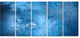 Blur Clear Blue Sky with Stars, Abstract Canvas Art Print, 60"x28", 5 Panels