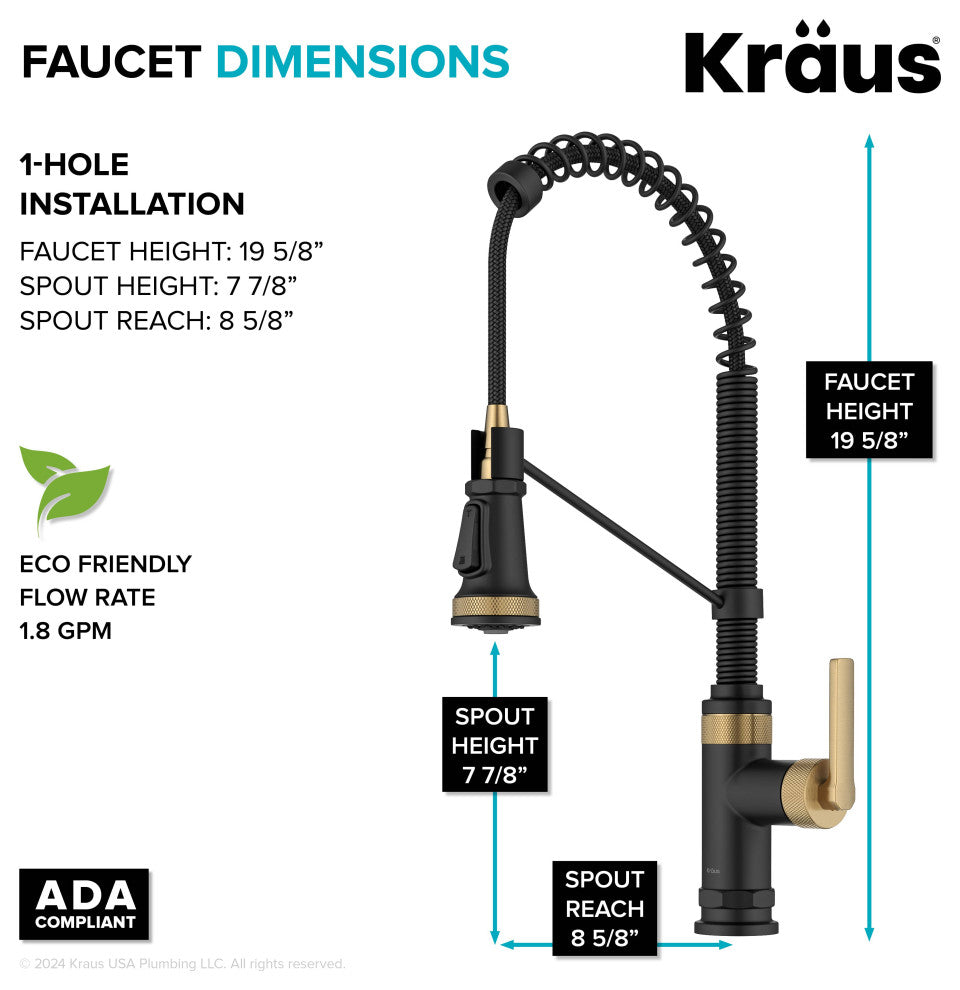KRAUS Allyn Commercial Style 2-Function 1-Handle Pull Down Kitchen Faucet BBMB