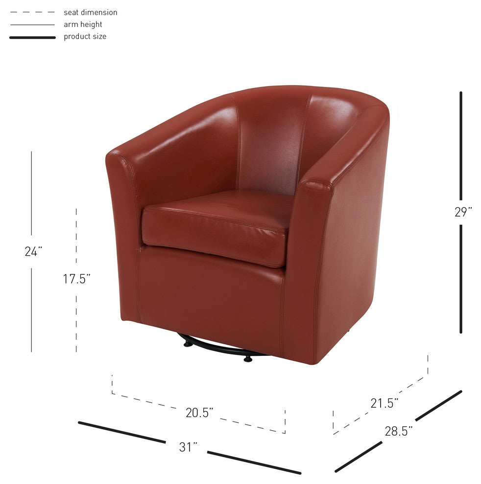 Hayden Swivel Accent Arm Chair, Pumpkin, Bonded Leather