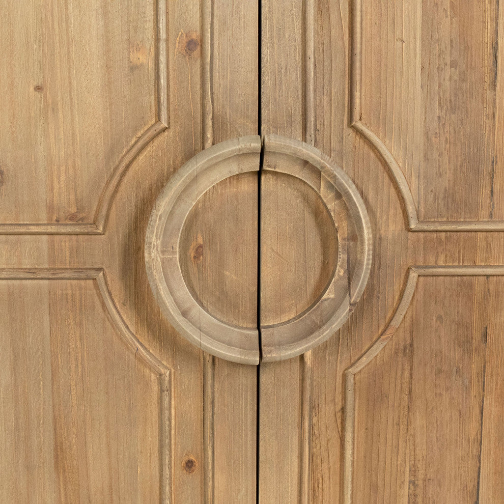 Waylon 40" Reclaimed Pine Hand Carved 2-Door Sideboard, Dark Antique Gray