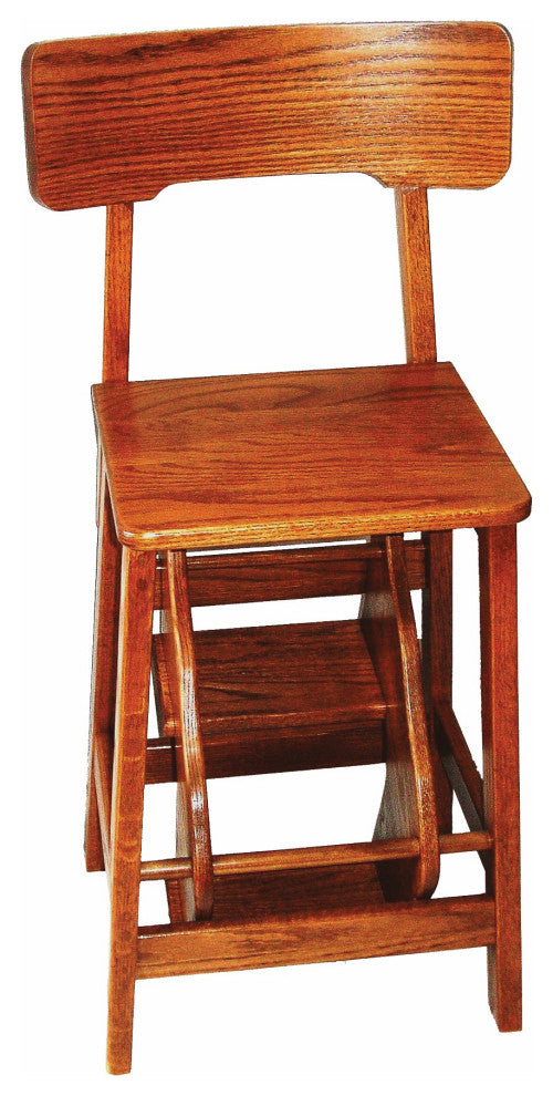 Amish Made Oak Step Stool With Back