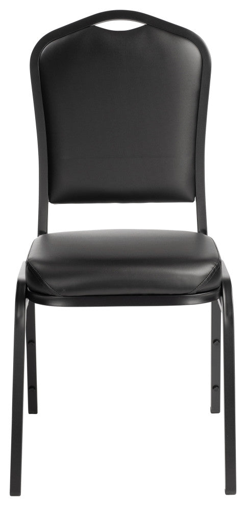 NPS 9300 Deluxe Vinyl Stack Chair, Panther Black Seat/Black Frame