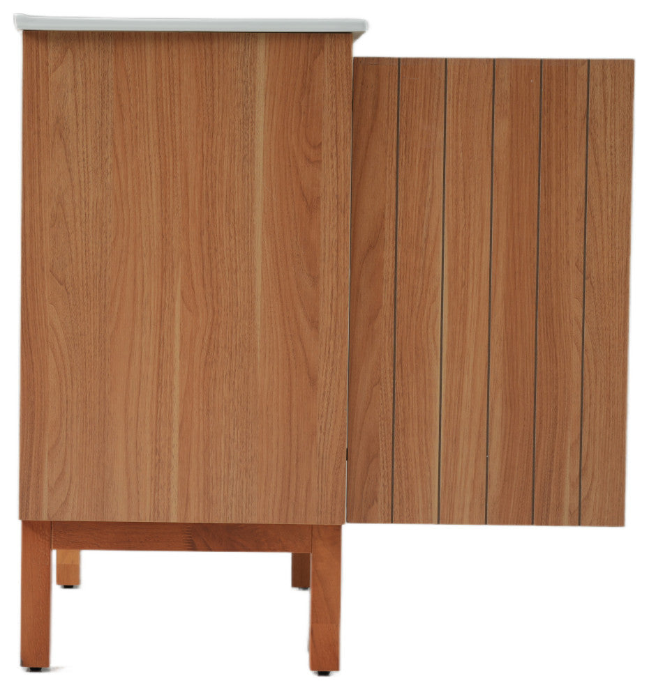 GDF Studio 30" Bathroom Vanity With Ceramic Sink & Free-Handle Doors, Natural