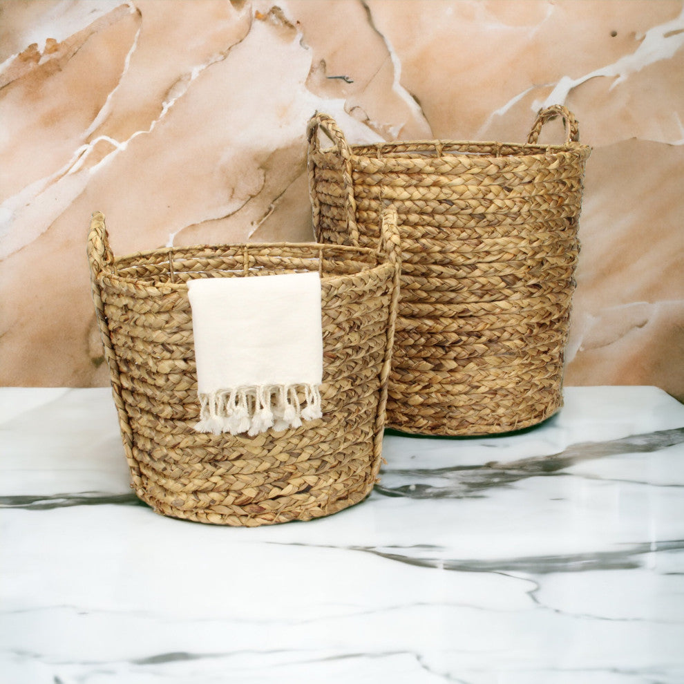 2-Piece Tapered Water Hyacinth Basket