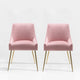 WestinTrends 2PC Velvet Upholstered Accent Chair Set w/ Gold Metal Legs, Pink