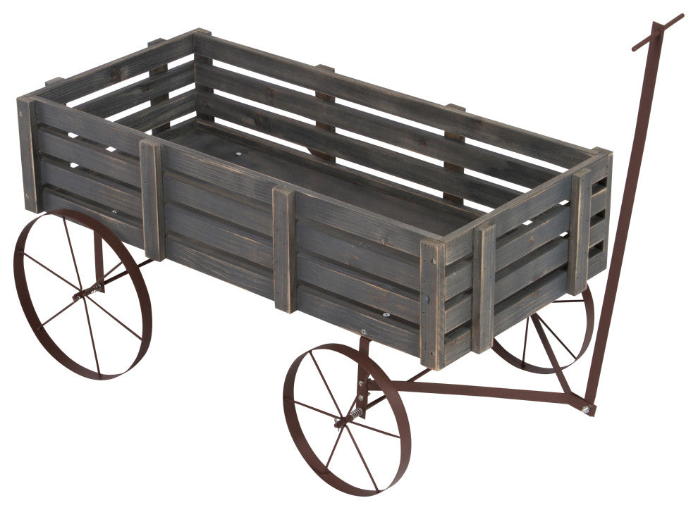 Shine Company 4944Gy Buckboards Garden Wagons Decorative Planter Gray