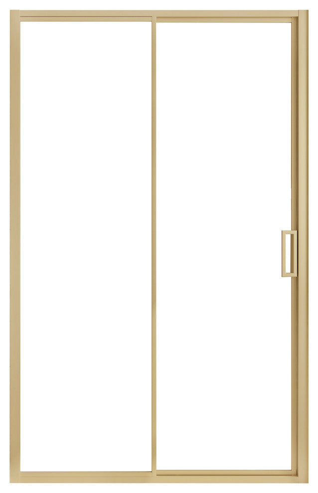 Stanford Sliding Fluted Alcove Shower Door, Brushed Gold, Clear Glass, 48"