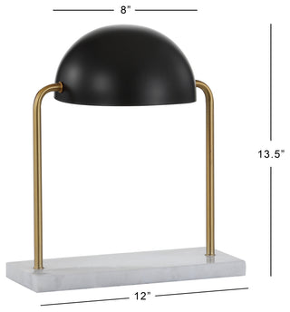 Porter 13.5" Dome Lamp With Marble Base, Brass Gold and Black